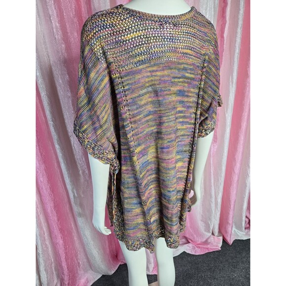 Democracy Colorful Crochet Knit Semi Sheer Long Top Size Small Medium - Picture 15 of 16